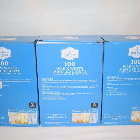 2023 NIB Holiday Time 100 Warm White Mini LED Lights 3 Boxes 21 Ft Green Wire - Picture 3 of 5